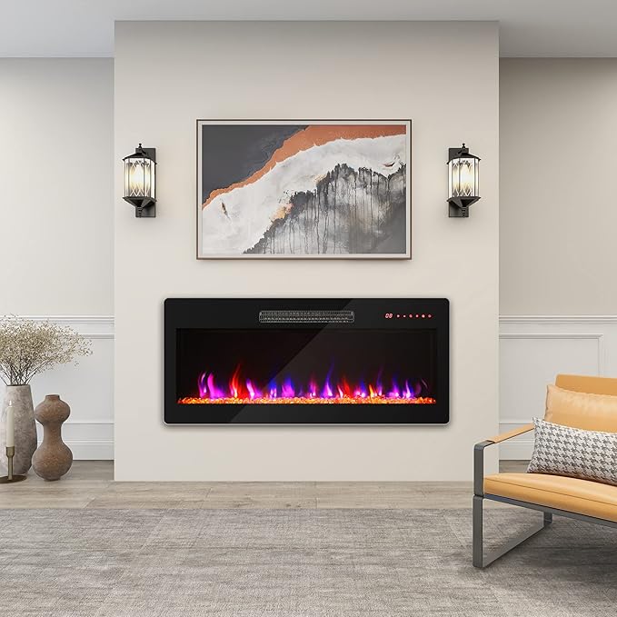 BELLEZE 36" Electric Fireplace Heater, 1400 W Recessed & Wall Mounted Electric - Image 2
