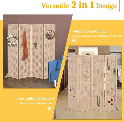Bonnlo 4 Panel Pegboard Freestanding, 5 FT Portable Display Board Organizer - Image 6