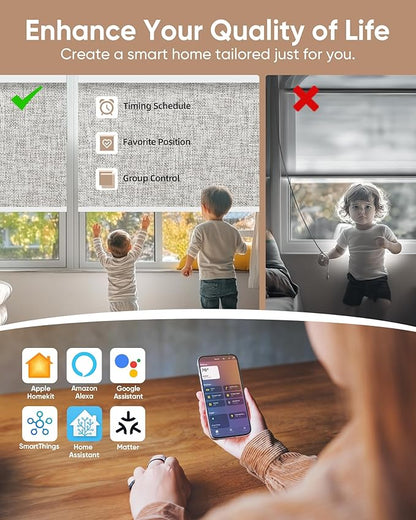 Kincmo Motorized Blinds with Remote, 100% Blackout Motorized Roller Shades Work - Image 3