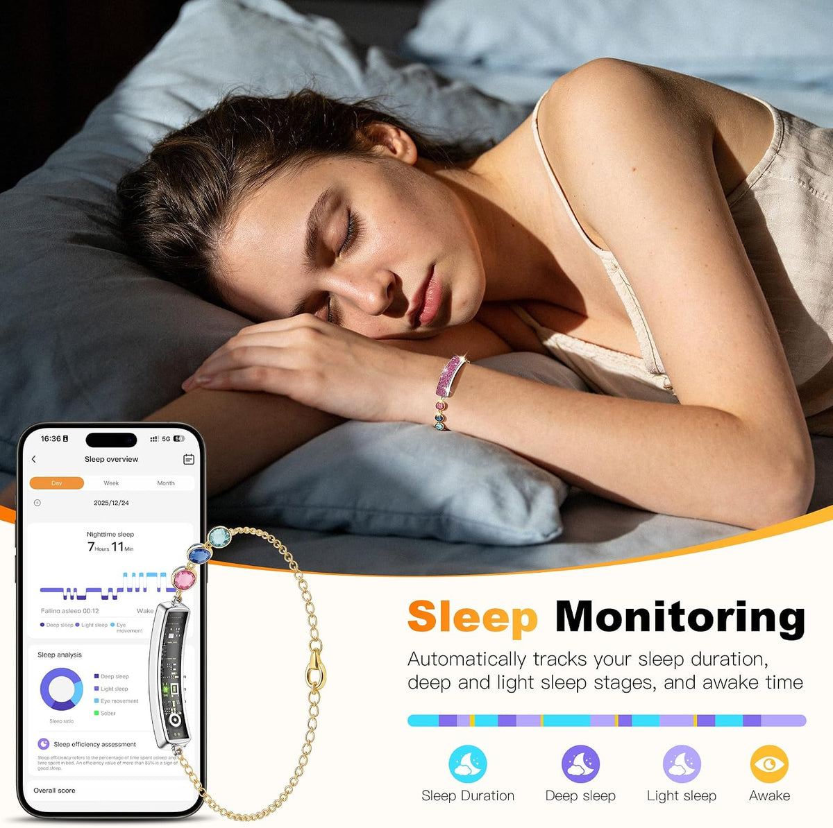 smart bracelet for women – fitness tracker with, close-up detail