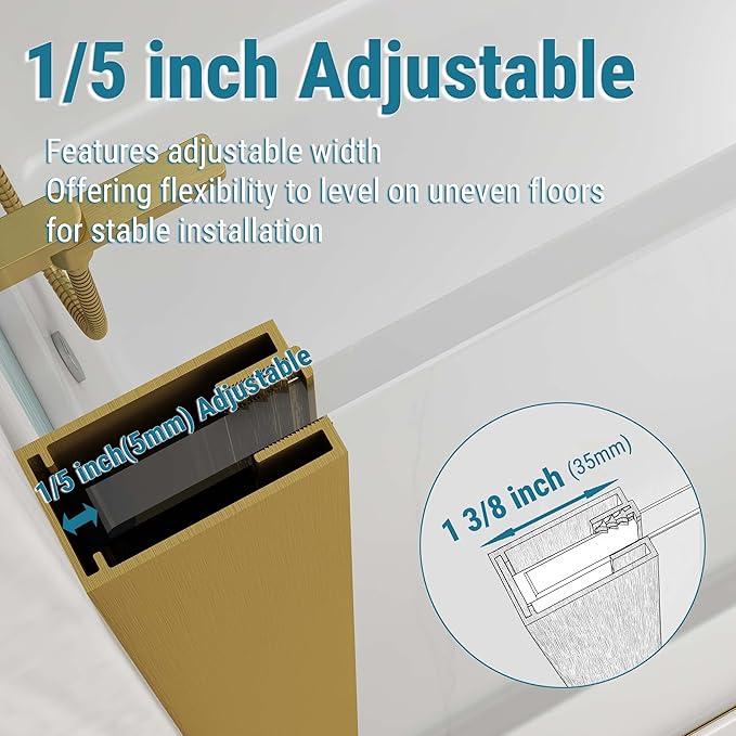 Sunrosa 32"×76" Shower Glass Panel, 8mm Thick Shower Screen, Brushed Gold - Image 7