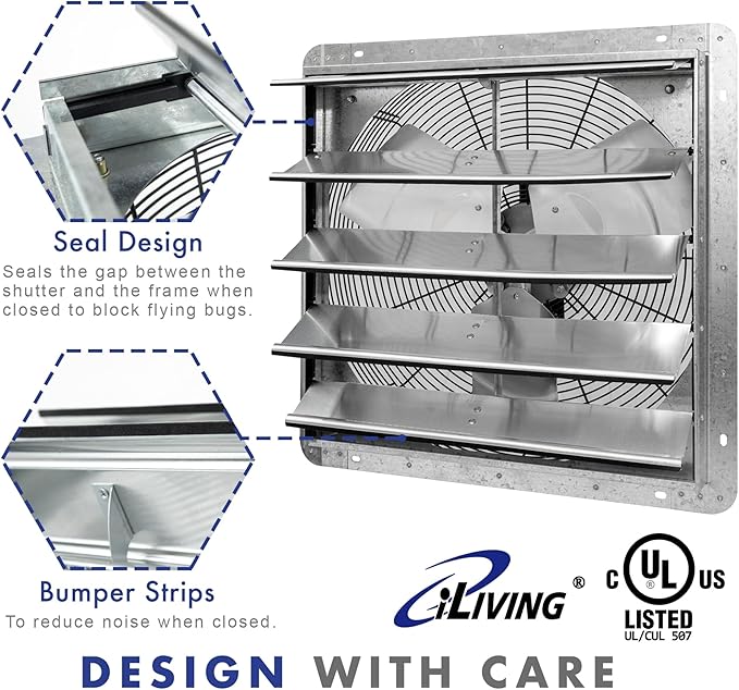 iLiving New Upgraded 20" Wall Mounted Exhaust Fan - Image 5