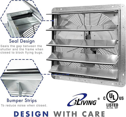 iLiving New Upgraded 20" Wall Mounted Exhaust Fan - Image 5
