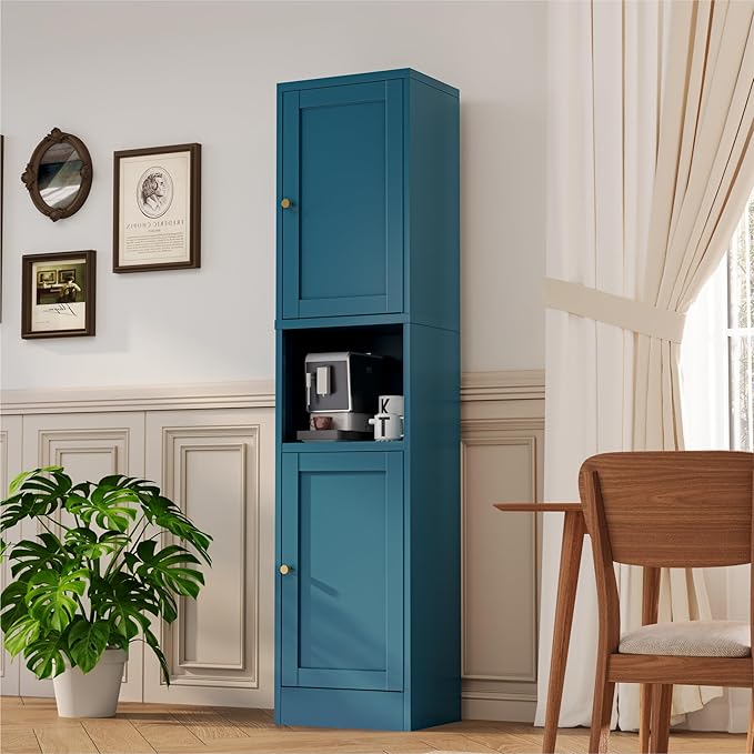 2-Door Metal Storage Cabinet, Tall Slim Pantry Organizer - Image 4