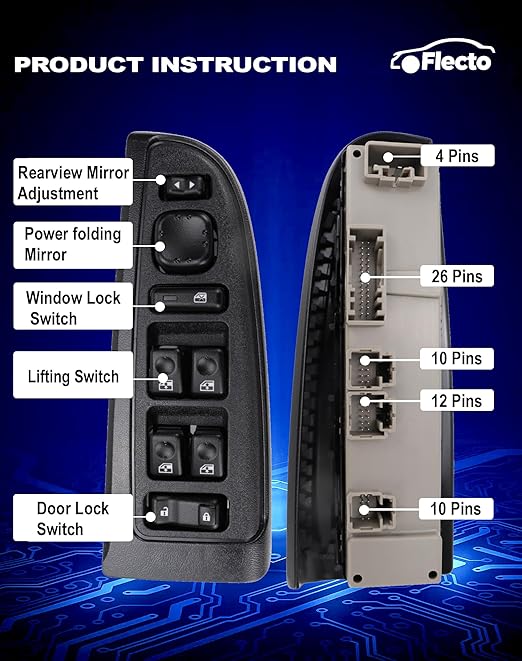Flecto 15883323 Master Power Window Switch & Bezel Driver Side Compatible - Image 3