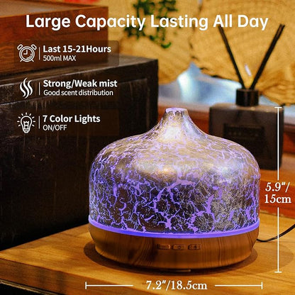 Porseme 500ml Essential Oil Diffuser Silver Plated Glass Aromatherapy - Image 3