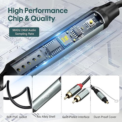 Adoreen Unidirectional 2 RCA Input to SPDIF/Toslink Output Optical Adapter - Image 3