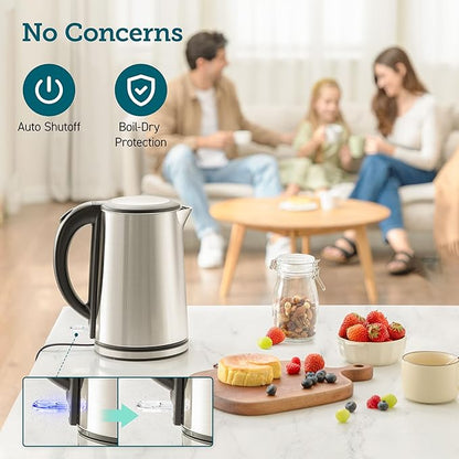 Cosori Electric Kettle, No Plastic Inner Lid, Filter & Spout, Stainless Steel - Image 6