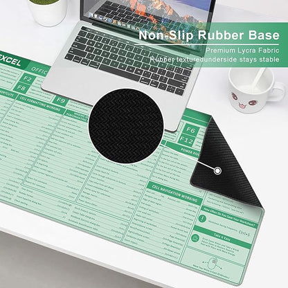 Baziabbo Office Desk Mat, Excel Cheat Sheet Keyboard Mat, Excel Shortcut Desk - Image 5