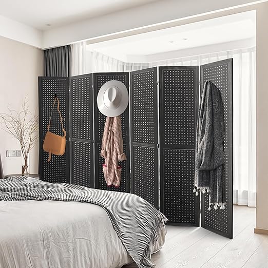 Babion 6 Panel Pegboard Display, Peg Board Room Divider Freestanding Folding - Image 3
