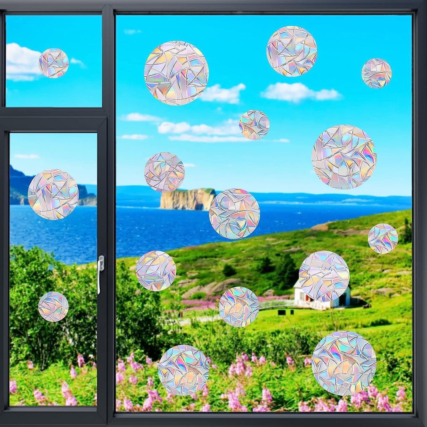 36 pcs of Circular Anti Bird Collision Window Stickers, Rainbow Stickers, Window Stickers, Bird and Window Protection Stickers, Glass Door Safety Stickers