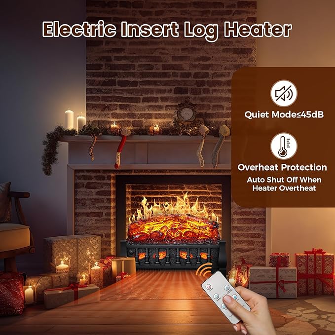 21 Inches Electric Fireplace Insert Log Heater Set, Freestanding Heater - Image 4