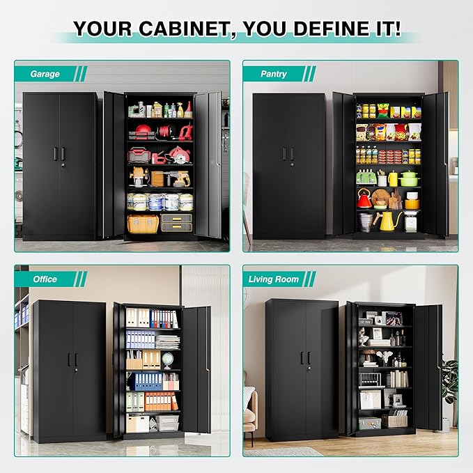 SISESOL Wide & Deep Metal Storage Cabinet - Image 5