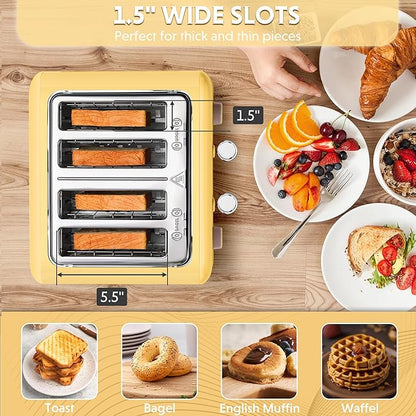 BUYDEEM DT640 Retro 4 Slice Toaster, 7 Shade Settings, Extra Wide 1.5'' Slots - Image 3