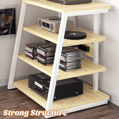 Besiost AV Media Stand with Outlets, Media Console with LED Lights, Stereo - Image 6