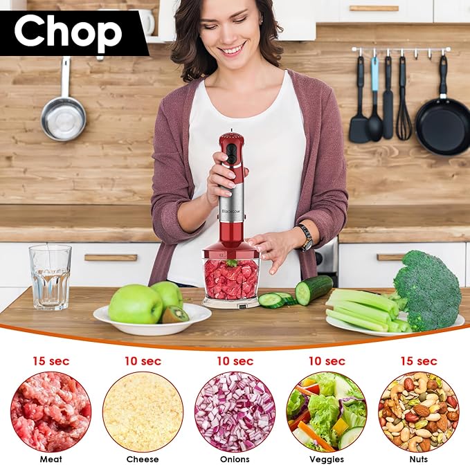 Blackcow Multi-Use 5 in 1 Immersion Blender 3.0, 800W 12 Speed Hand Blenders - Image 7
