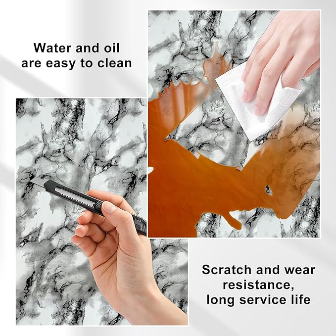 Wall Panels Peel and Stick，PVC Imitation Artificial Marble Tiles Sticker，20 pcs - Image 6