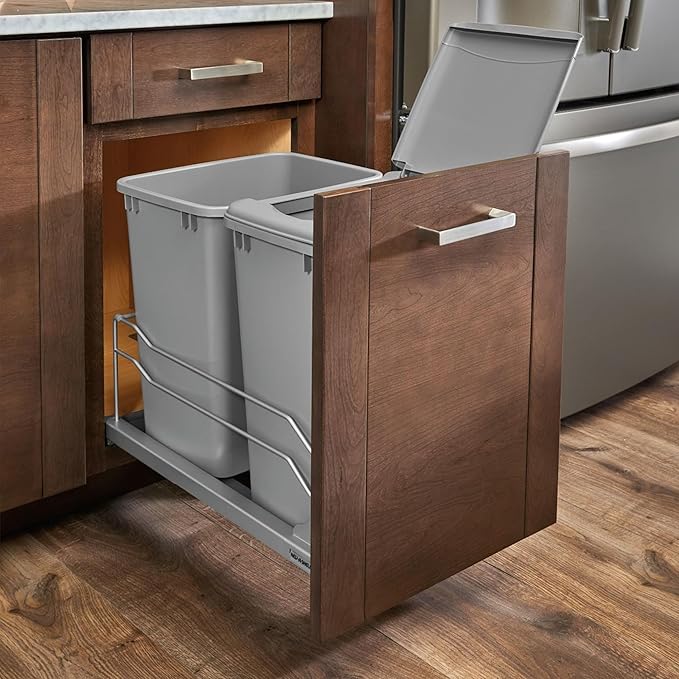 Rev-A-Shelf Double Pullout for Under Kitchen Cabinets 35 Quart 8.75 Gallon - Image 2