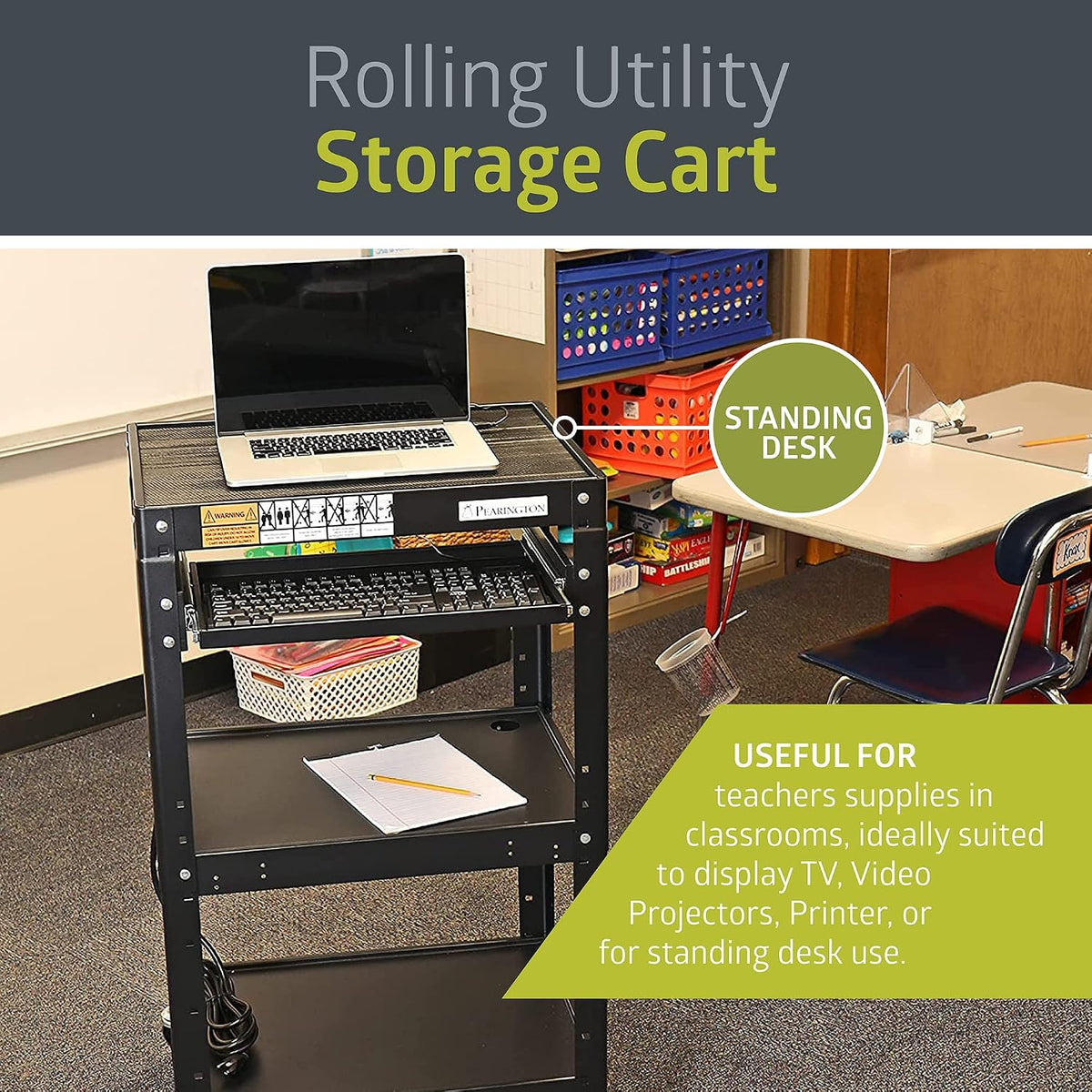 pearington av presentation cart stand for video projector, close-up detail
