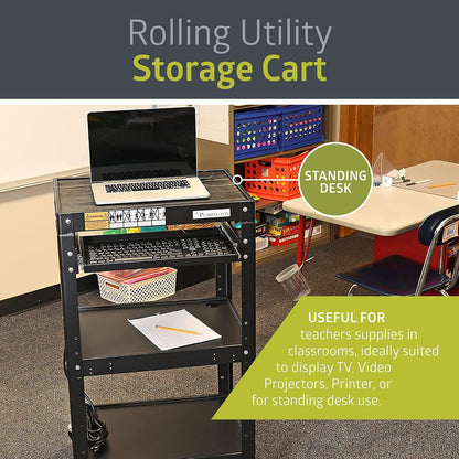 pearington av presentation cart stand for video projector, close-up detail