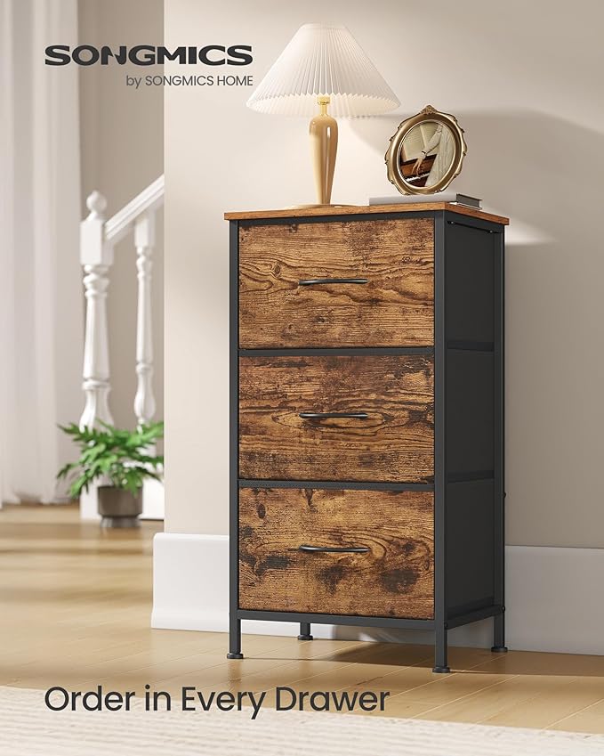 SONGMICS Dresser for Bedroom, Chest of Drawers, 3 Non-Woven Fabric Drawers - Image 3