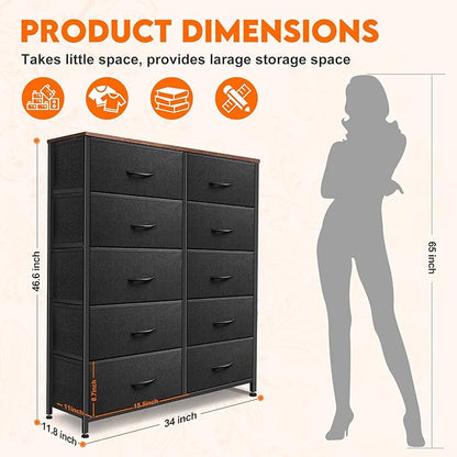 Dresser for Bedroom with 10 Drawers, Chest of Drawers, Storage Drawers - Image 3