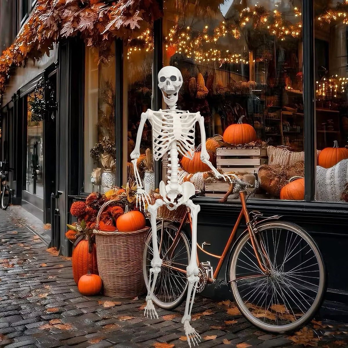 Lodou 5.4Ft Posable Life Size Human Skeleton for Halloween Decoration