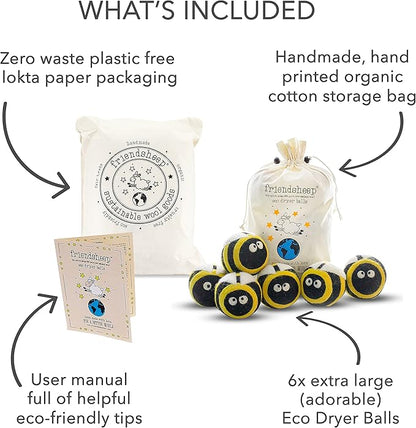 Friendsheep Wool Dryer Balls, Organic Reusable Fabric Softener Alternative - Image 4
