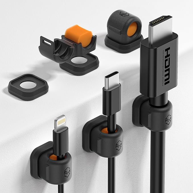 6 Pack Sinjimoru Magnetic Cable Clips, Compact Size Cord Organizer & Cable by Sinjimoru