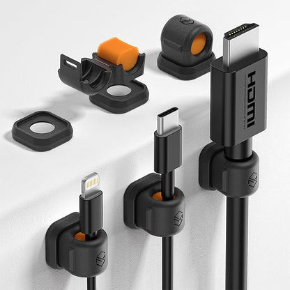 6 Pack Sinjimoru Magnetic Cable Clips, Compact Size Cord Organizer & Cable by Sinjimoru
