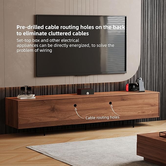 gaoyangjiaju 94.48" Mid-Century Modern TV Stand, Walnut Media Console - Image 5