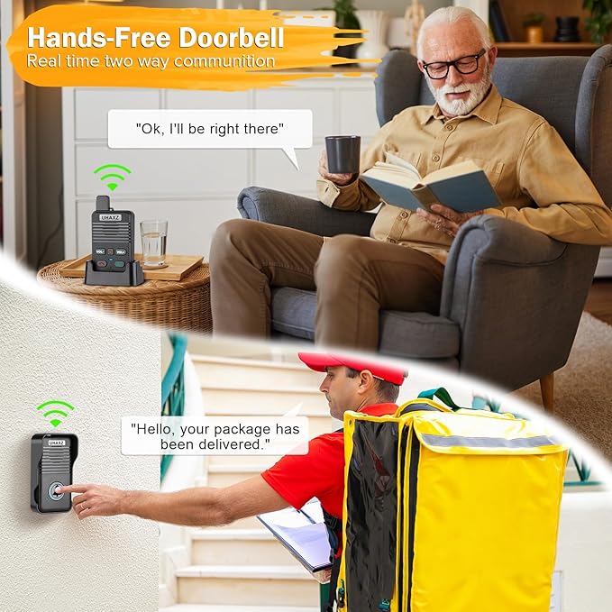 Wireless Doorbell, Full Duplex Doorbell Wireless, 1000ft Long Range, Hands-Free - Image 2