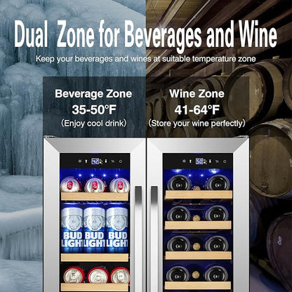 24 Inch Upgraded Wine and Beverage Refrigerator– Dual Zone Beverage Cooler - Image 3