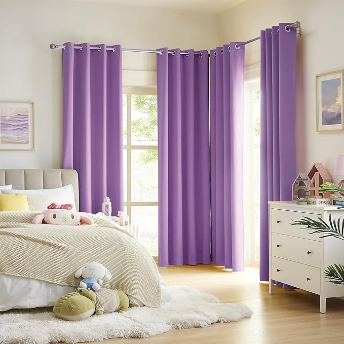 DUALIFE Solid Thermal Insulated Blackout Curtains Purple - Image 2