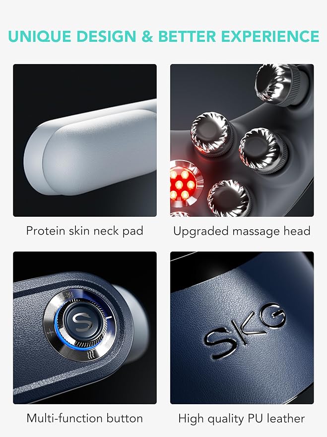 SKG Foldable Neck Massager for Pain Relief Deep Tissue Vibration Cordless - Image 5
