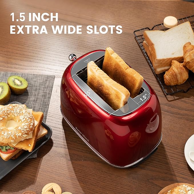 Roter Mond 2 Slice Toaster Retro Stainless Steel - Image 3