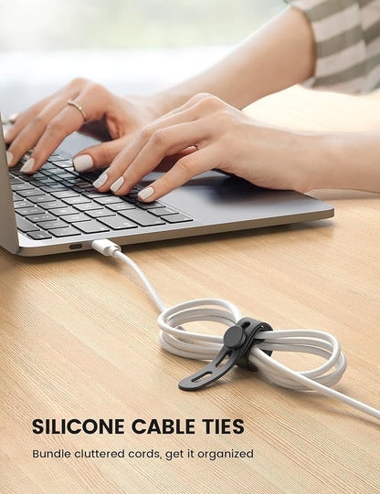 10Pack Silicone Cable Ties Cord Organizer Wrap - Image 2