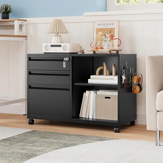 MIIIKO File Cabinet 3 Drawer, Mobile Filing Cabinets - Image 2