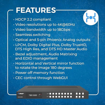 OREI 4K 8x8 Seamless HDMI Matrix Switch Video Wall Controller HDMI Processor - Image 7