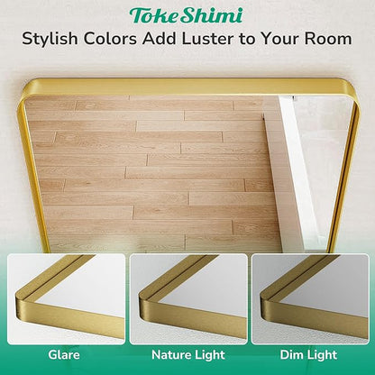 TokeShimi 30 x 30 Gold Bathroom Mirror, Rectangle Bathroom Wall Mirror - Image 5