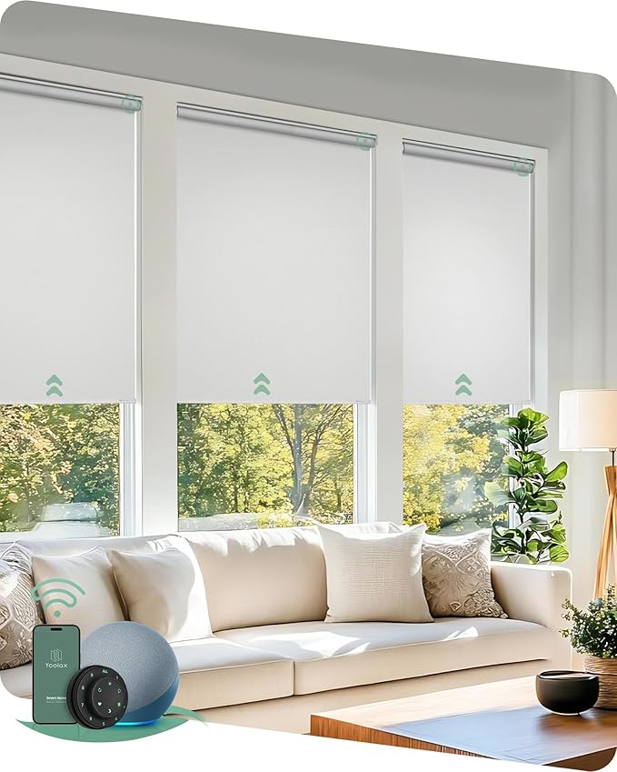 Yoolax Motorized Blinds with Remote, Automatic Window Shades Work with Alexa by Yoolax
