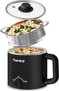 Topwit Hot Pot Electric with Steamer, 1.6L Ramen Cooker, Electric Pot by TOPWIT