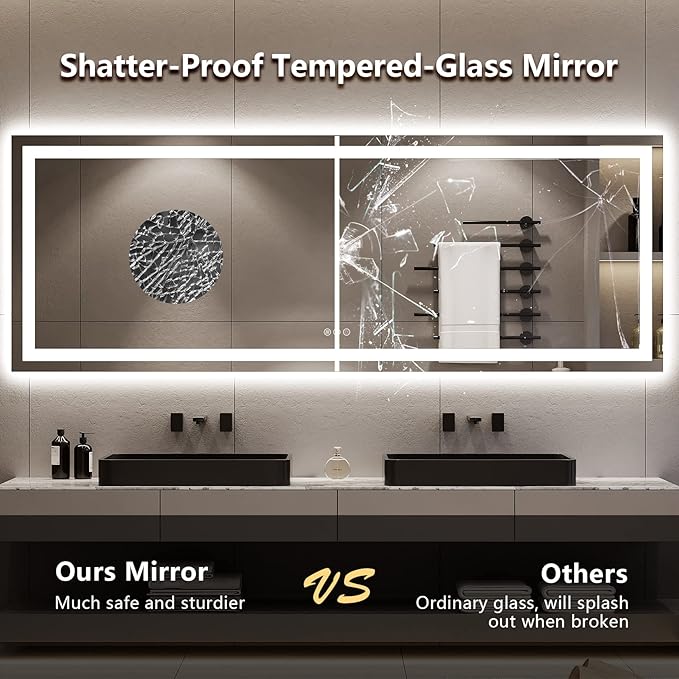 YEELAIT 96x36 Inch LED Bathroom Mirror - Image 6