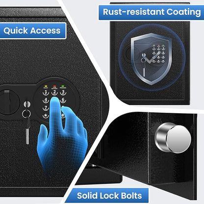 Safe Box with Fireproof Waterproof Bag, Home Safe with Keys & Pass Code & Wall - Image 3