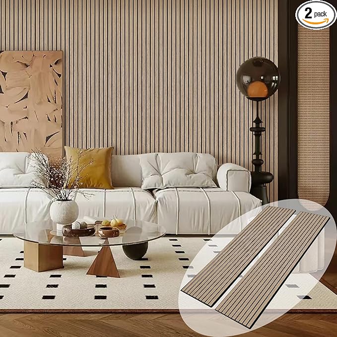 ARMURO Acoustic Wood Wall Panels, 94.5" Extra-Long Easy Peel & Stick Panels by ARMURO
