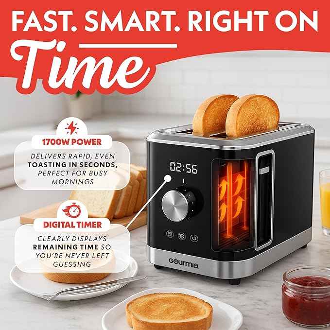 Gourmia 2 Slice Toaster – 6 Browning Levels - Image 4