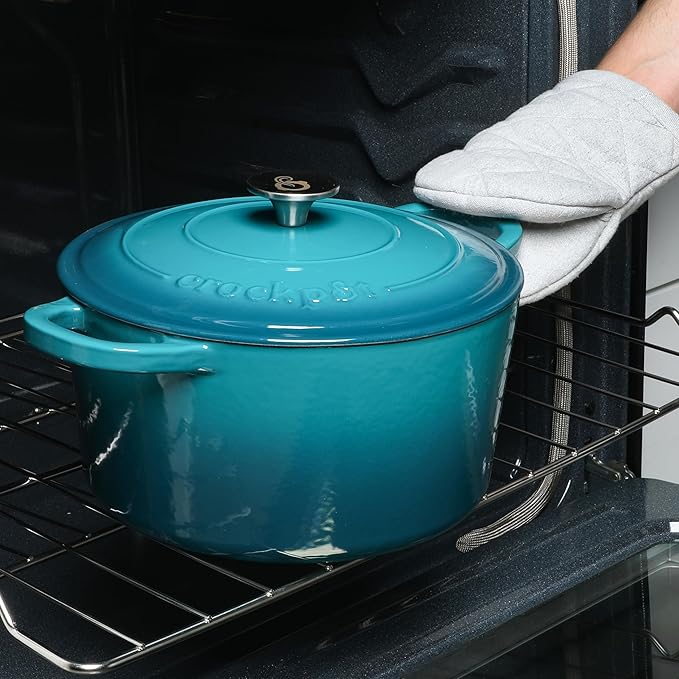 Crock-Pot Artisan 7-Quart Round Dutch Oven – Teal Ombre, Enameled Cast Iron - Image 4