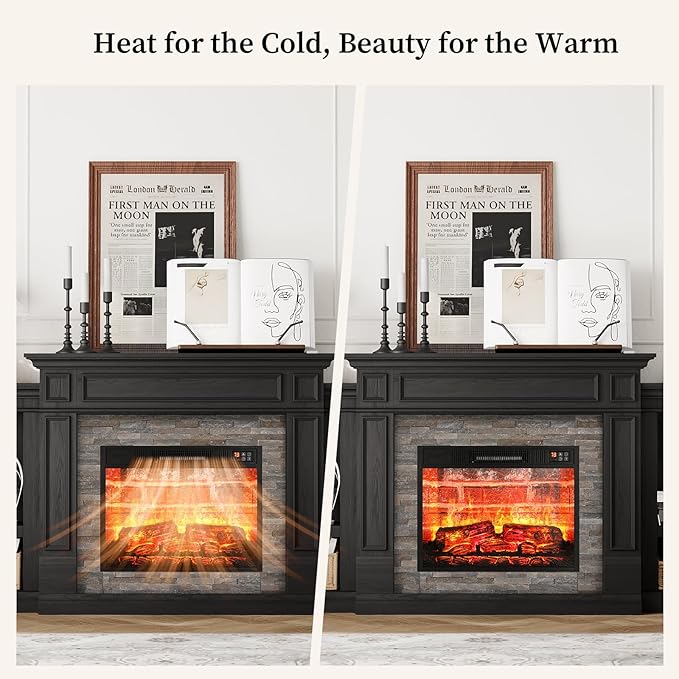 LGHM 72" Fireplace TV Stand for TVs Up to 80 Inch, Electric Fireplace - Image 4