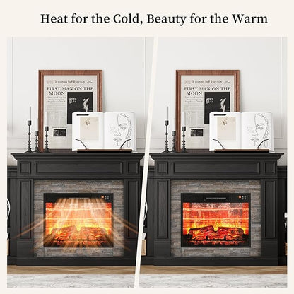LGHM 72" Fireplace TV Stand for TVs Up to 80 Inch, Electric Fireplace - Image 4