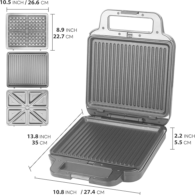 Panini Grill Press Breakfast Sandwich Maker 3 in 1, Electric Griddle Panini - Image 8